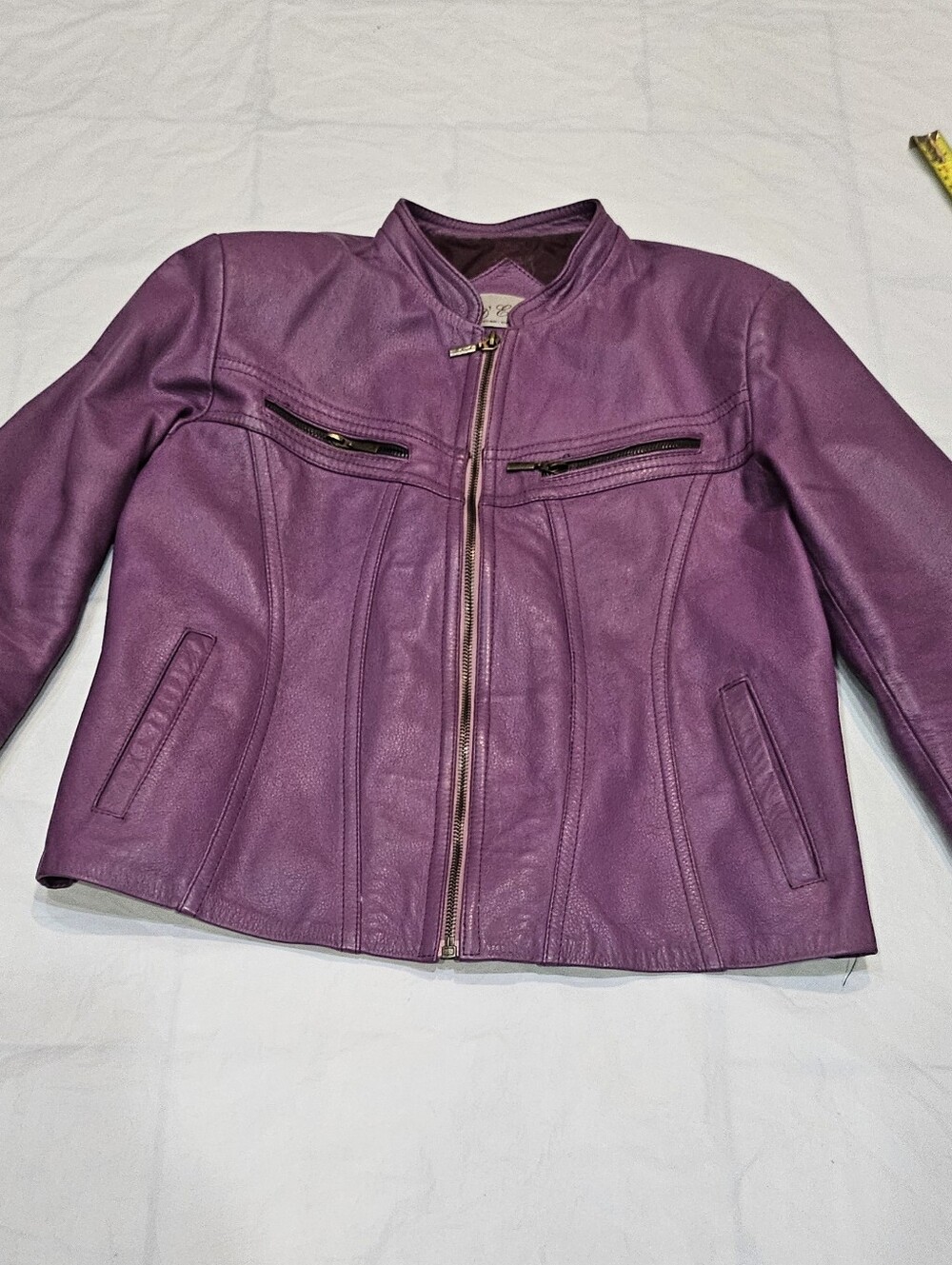 Vintage D'Erick Purple Leather Cafe Racer Jacket L